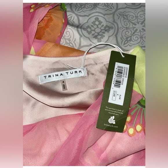 NWT Trina Turk Admirable Floral-Print One Shoulder Mini Dress Pink/Orange Size 4 - Picture 3 of 9